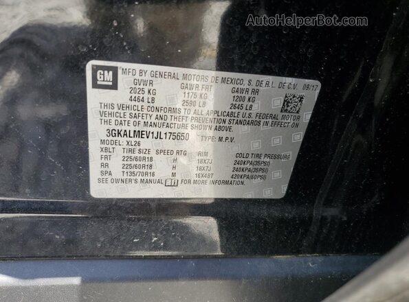 3GKALMEV1JL175650 2018 GMC TERRAIN Black VIN sticker view