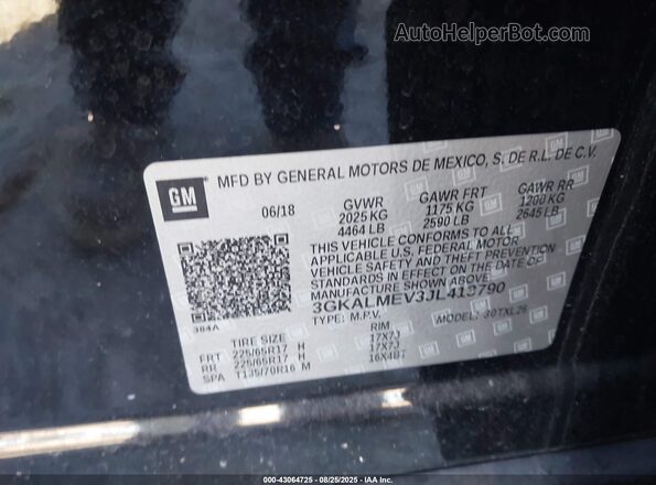 3GKALMEV3JL413790 2018 GMC TERRAIN Черный Вид подкапотного пространства