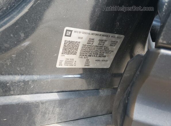 3GKALMEVXJL382568 2018 GMC TERRAIN Blue VIN sticker view