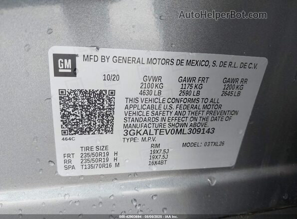 3GKALTEV0ML309143 2021 GMC TERRAIN Gray ძრავის განყოფილების ხედი