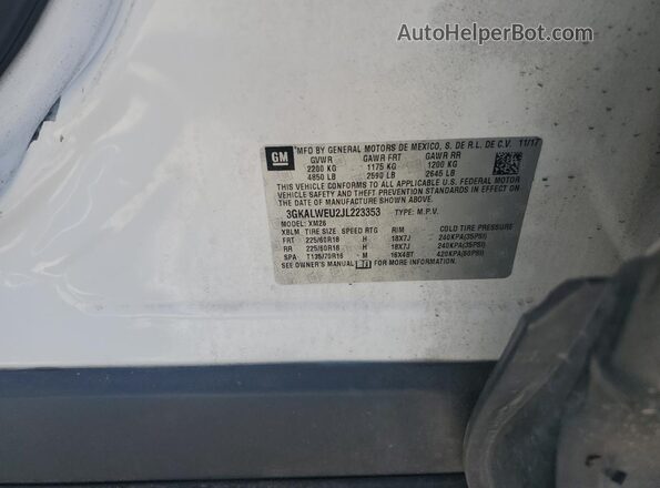3GKALWEU2JL223353 2018 GMC TERRAIN White Вид підкапотного простору