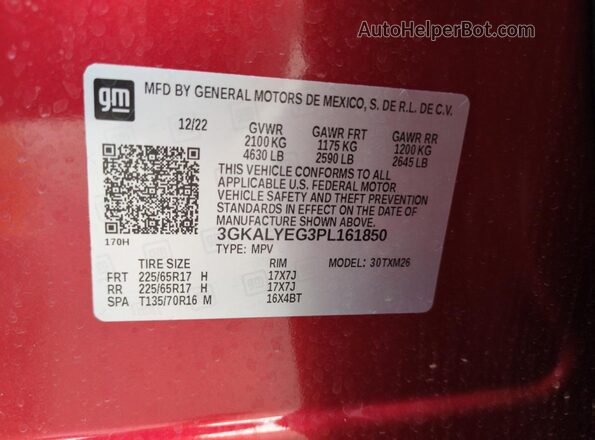 3GKALYEG3PL161850 2023 GMC TERRAIN Red Widok wnętrza 360 stopni