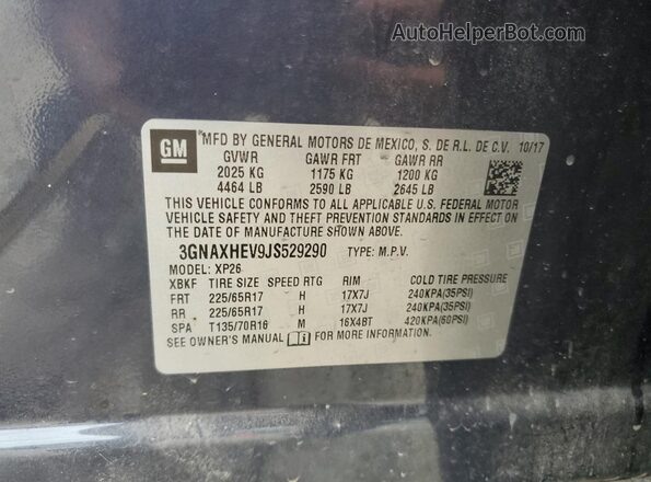3GNAXHEV9JS529290 2018 CHEVROLET EQUINOX Blue 360 interior view