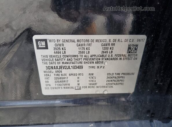 3GNAXJEV2JL103409 2018 CHEVROLET EQUINOX Black VIN sticker view
