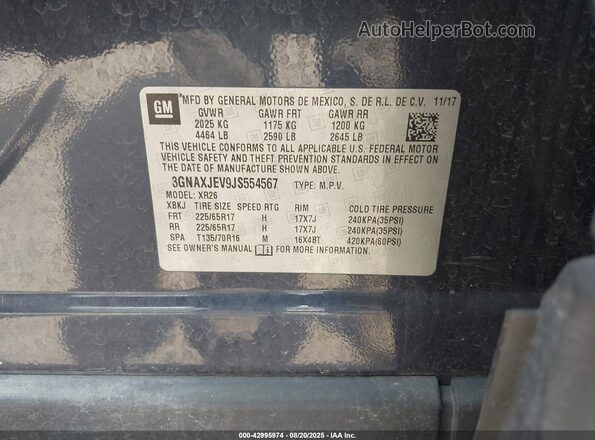 3GNAXJEV9JS554567 2018 CHEVROLET EQUINOX Blue Engine compartment view