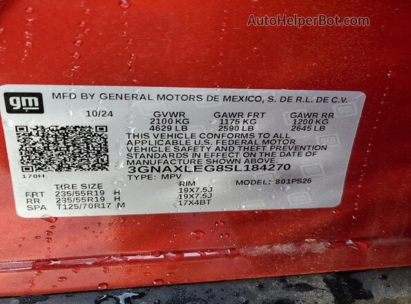 3GNAXLEG8SL184270 2025 CHEVROLET EQUINOX Red 360 interior view