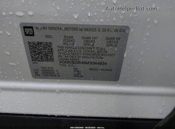 3GNKBDR49MS564834 2021 CHEVROLET BLAZER Красный Вид подкапотного пространства