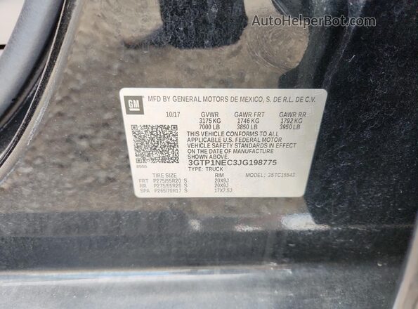 3GTP1NEC3JG198775 2018 GMC SIERRA Черный Вид наклейки с VIN-кодом