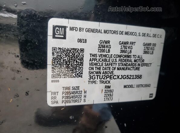 3GTU2PECXJG521358 2018 GMC SIERRA Черный Вид подкапотного пространства