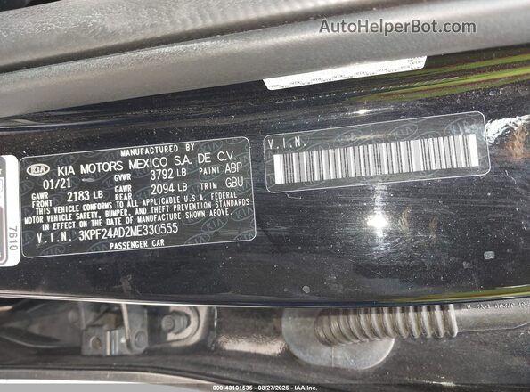 3KPF24AD2ME330555 2021 KIA FORTE Black Engine compartment view