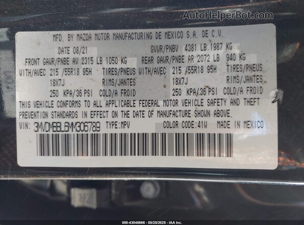 3MVDMBBL6MM306789 2021 MAZDA CX-30 Black Вид підкапотного простору