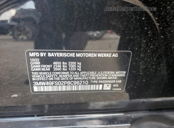 3MW49FS02P8C96210 2023 BMW M3 Black Vista del compartimento del motor