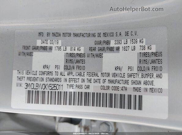 3MYDLBYV0KY525011 2019 TOYOTA YARIS Серый Вид подкапотного пространства