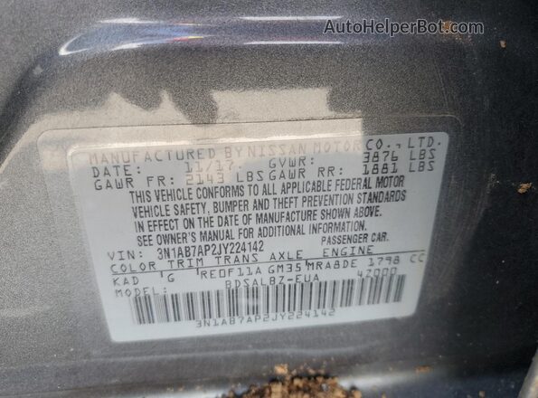 3N1AB7AP2JY224142 2018 NISSAN SENTRA Gray Engine compartment view