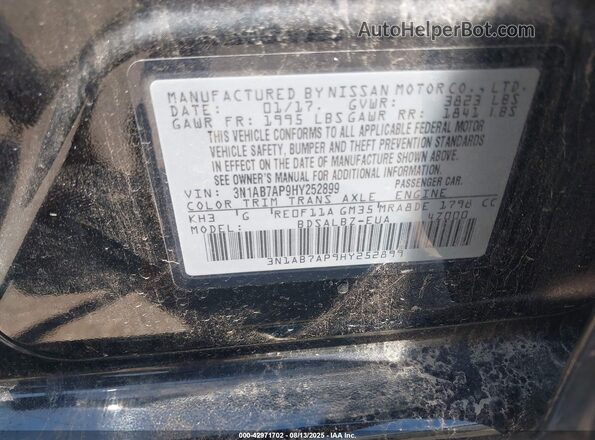 3N1AB7AP9HY252899 2017 NISSAN SENTRA Black Շարժիչի բաժամունքի տեսք