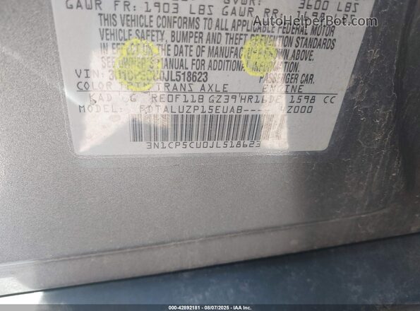 3N1CP5CU0JL518623 2018 NISSAN KICKS Gray Engine compartment view