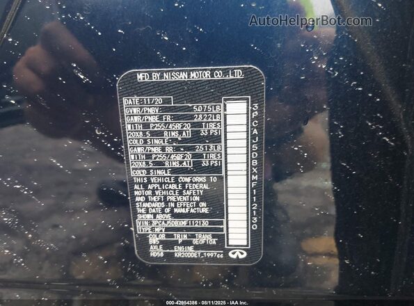 3PCAJ5DBXMF112130 2021 INFINITI QX50 Black Vista del compartimento del motor