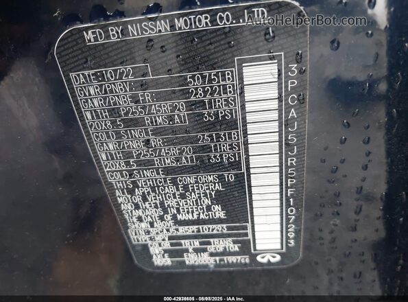 3PCAJ5JR5PF107293 2023 INFINITI QX55 Dark Blue Вид подкапотного пространства