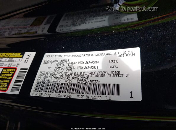 3TYLB5JN5RT046727 2024 TOYOTA TACOMA Black Vista del compartimento del motor