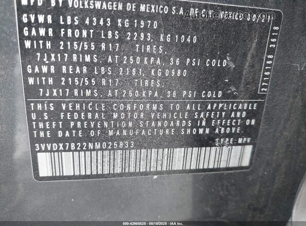 3VVDX7B22NM025833 2022 VOLKSWAGEN TAOS Серый Вид подкапотного пространства