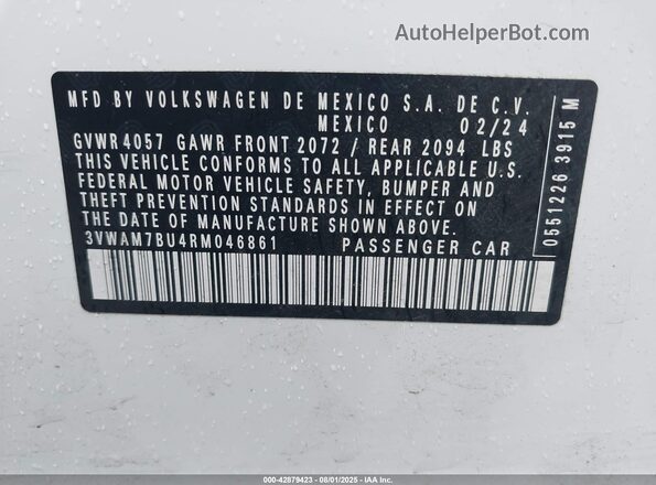 3VWAM7BU4RM046861 2024 VOLKSWAGEN JETTA Белый Вид подкапотного пространства