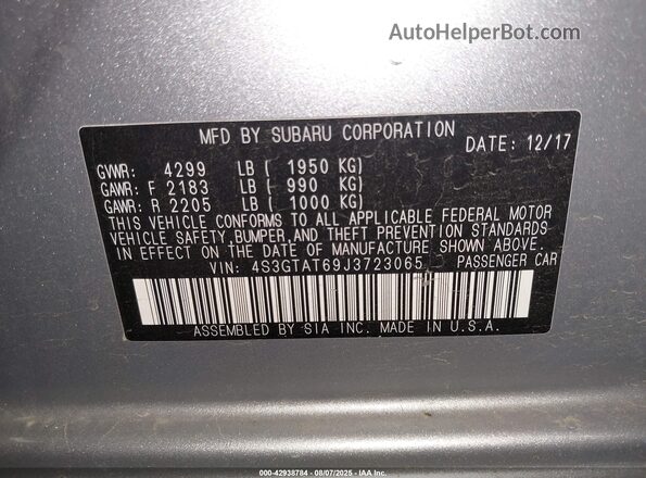 4S3GTAT69J3723065 2018 SUBARU IMPREZA Серебряный Вид подкапотного пространства