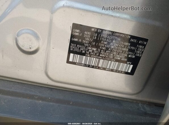 4S4BSANC4J3397364 2018 SUBARU OUTBACK Silver Engine compartment view