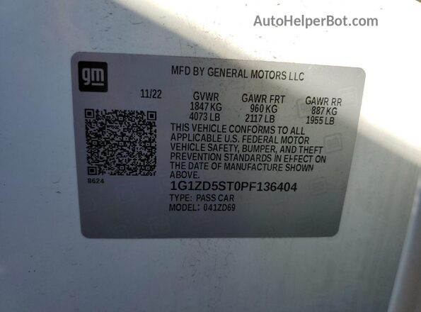 1G1ZD5ST0PF136404 2023 CHEVROLET MALIBU White Engine compartment view