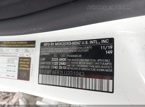 55SWF6EB2LU331043 2020 MERCEDES-BENZ AMG C 43 White Widok komory silnika