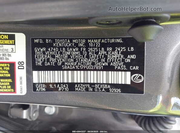 58ADA1C17PU027891 2023 LEXUS ES 300H Серый Вид подкапотного пространства