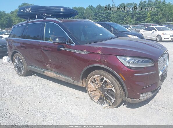 5LM5J7XC6MGL12325 2021 LINCOLN AVIATOR Burgundy Przód prawy