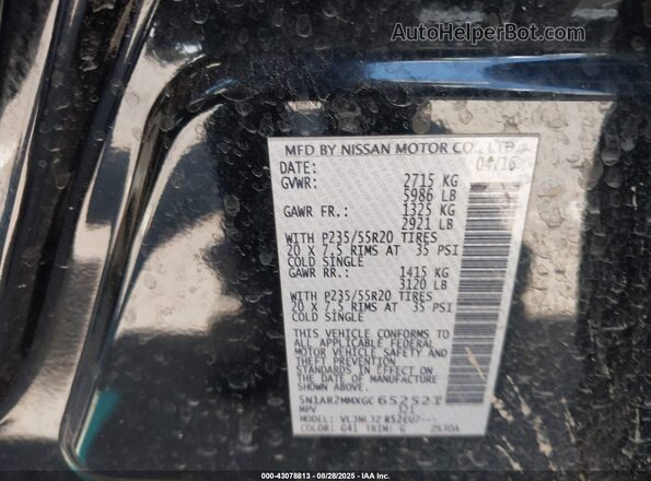 5N1AR2MMXGC652521 2016 NISSAN PATHFINDER Black Vista del compartimento del motor