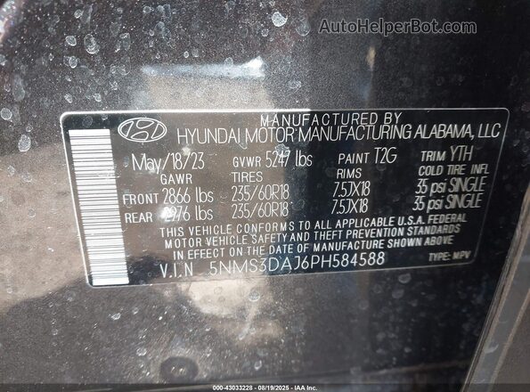 5NMS3DAJ6PH584588 2023 HYUNDAI SANTA FE Черный Вид подкапотного пространства