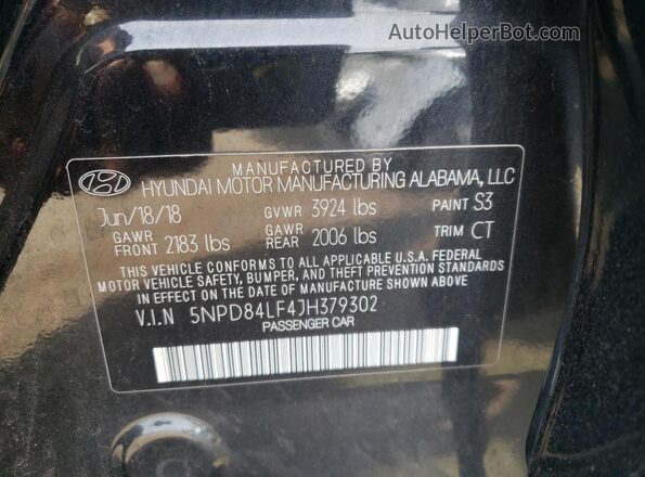 5NPD84LF4JH379302 2018 HYUNDAI ELANTRA Black Вид підкапотного простору