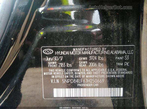 5NPD84LF6JH250669 2018 HYUNDAI ELANTRA Black Engine compartment view