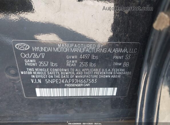 5NPE24AF9JH667583 2018 HYUNDAI SONATA Black Շարժիչի բաժամունքի տեսք
