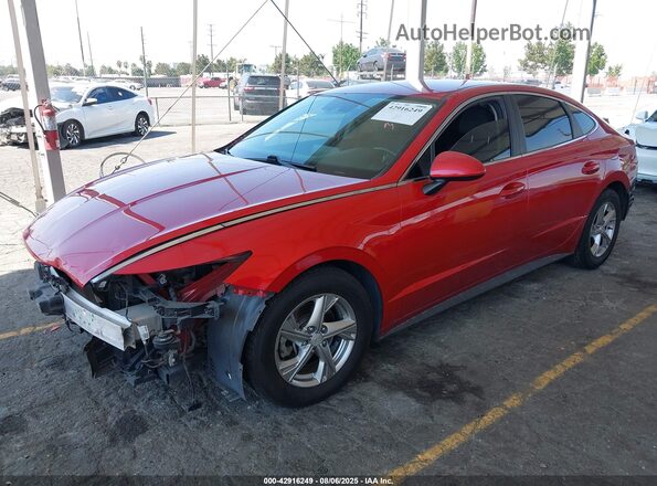 5NPEG4JA0MH128604 2021 HYUNDAI SONATA Red წინა მარცხენა ხედი სამი მეოთხედიდან