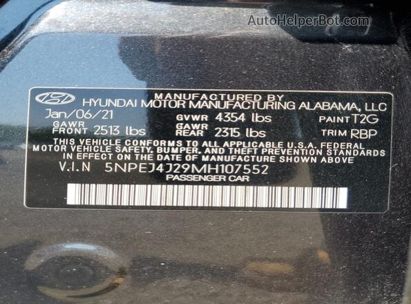 5NPEJ4J29MH107552 2021 HYUNDAI SONATA Серый Вид подкапотного пространства