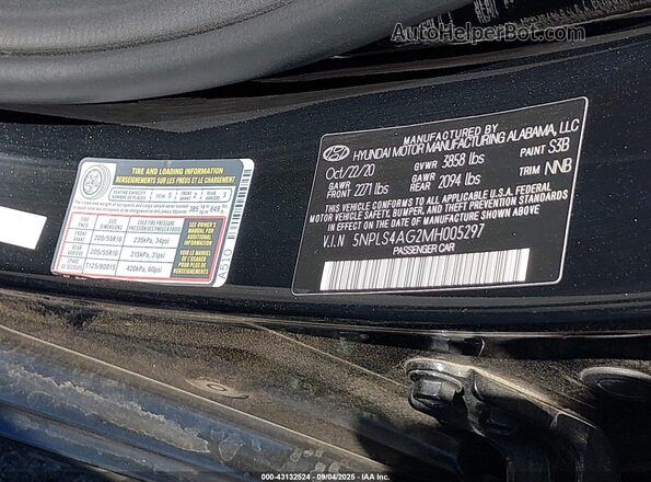 5NPLS4AG2MH005297 2021 HYUNDAI ELANTRA Black Շարժիչի բաժամունքի տեսք