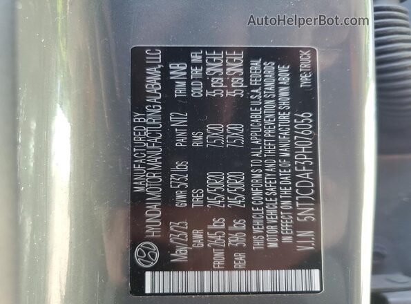 5NTJCDAF3PH076056 2023 HYUNDAI SANTA Gray Vista de la etiqueta del VIN