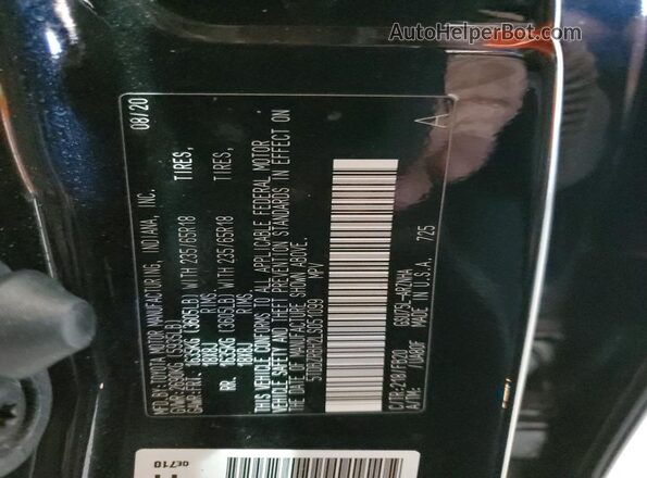 5TDBZRBH2LS051099 2020 TOYOTA HIGHLANDER Black Widok naklejki z numerem VIN