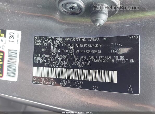 5TDXZ3DC2JS932029 2018 TOYOTA SIENNA Gray Engine compartment view