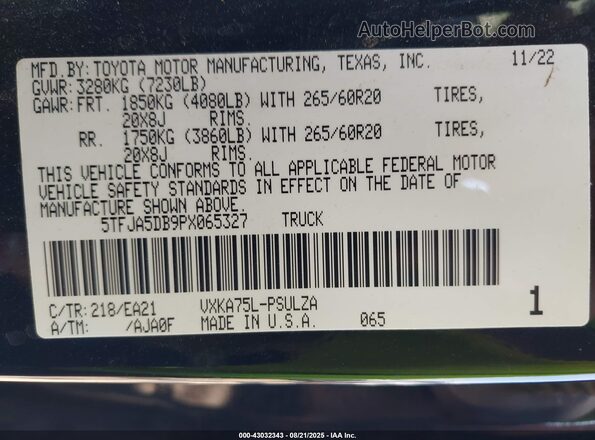 5TFJA5DB9PX065327 2023 TOYOTA LIMITED Black Widok komory silnika