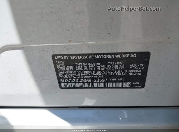 5UXCX6C08M9F23597 2021 BMW X7 Белый Вид подкапотного пространства
