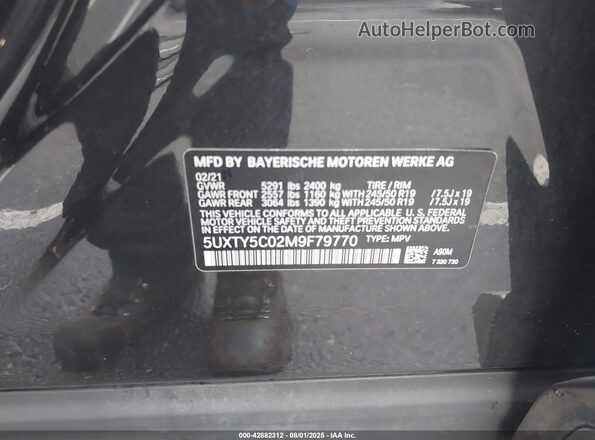 5UXTY5C02M9F79770 2021 BMW X3 Gray Widok komory silnika