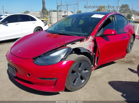 5YJ3E1EB1NF273763 2022 TESLA MODEL 3 Red Vista tres cuartos delantera izquierda