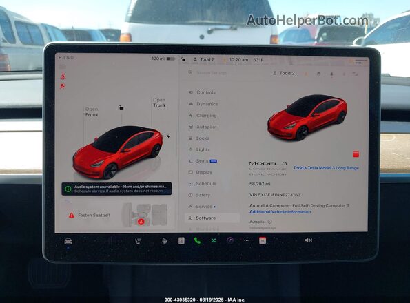 5YJ3E1EB1NF273763 2022 TESLA MODEL 3 Red Vista de los asientos traseros