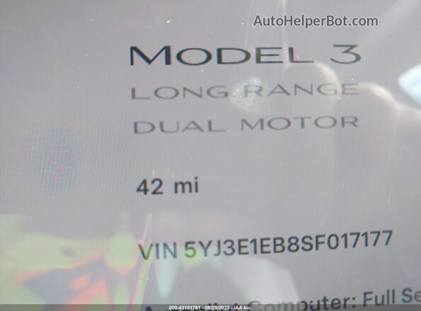 5YJ3E1EB8SF017177 2025 TESLA MODEL 3 Красный 