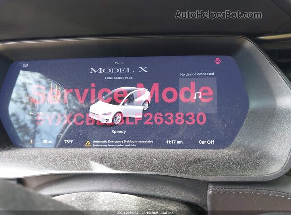5YJXCBE23LF263830 2020 TESLA MODEL X White Հետևի նստատեղերի տեսք