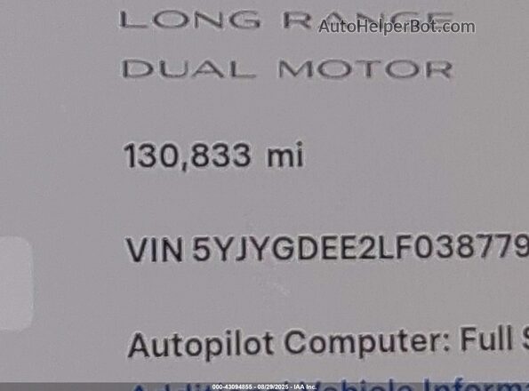 5YJYGDEE2LF038779 2020 TESLA MODEL Y White 